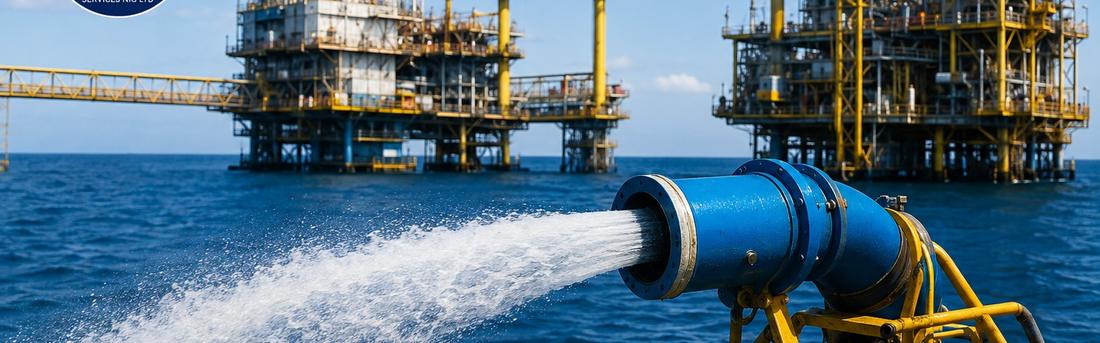 Fresh water cannon supplying an offshore platform