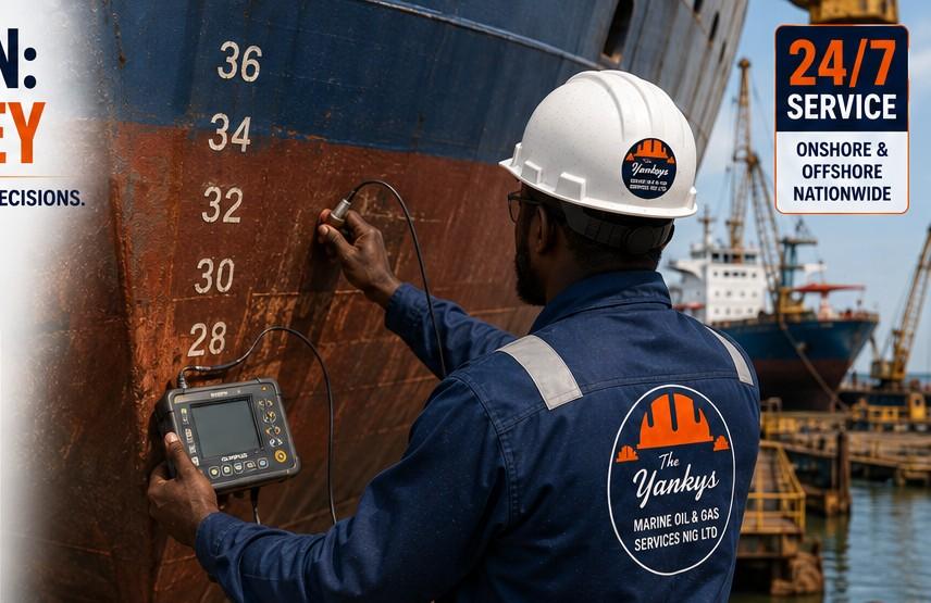 Vessel condition survey with thickness gauge